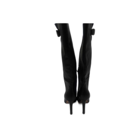 Paige Hazel Knee High Leather pointed toe gold buckle stylish Boots Black Sz 9.5 - Picture 4 of 9